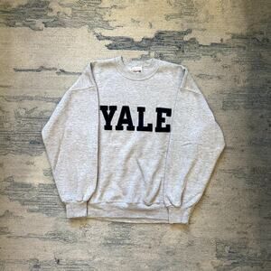 Vintage 90s Yale Crewneck Pullover Gray Sz Large Made In USA